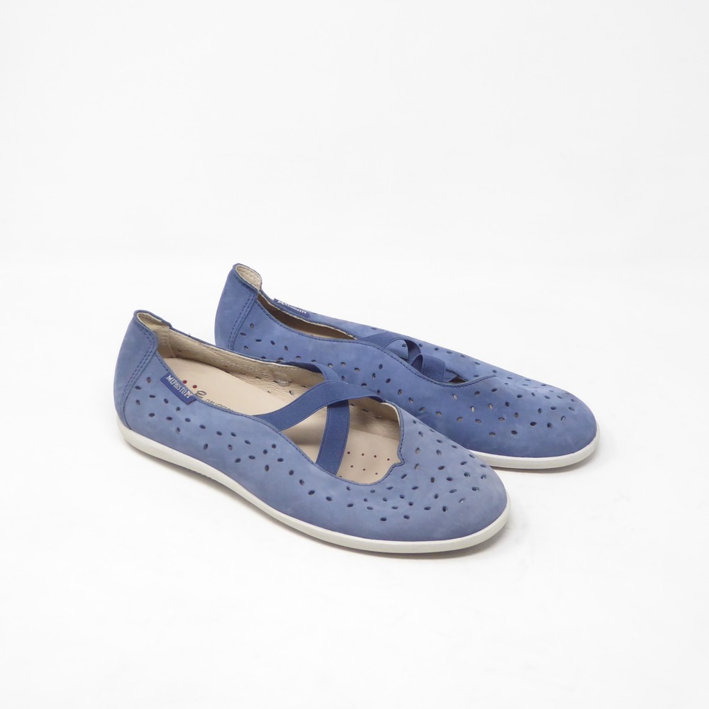 Mephisto Karla Perf Womens Air-Jet Flats Blue Perforated Leather Strappy 6.5